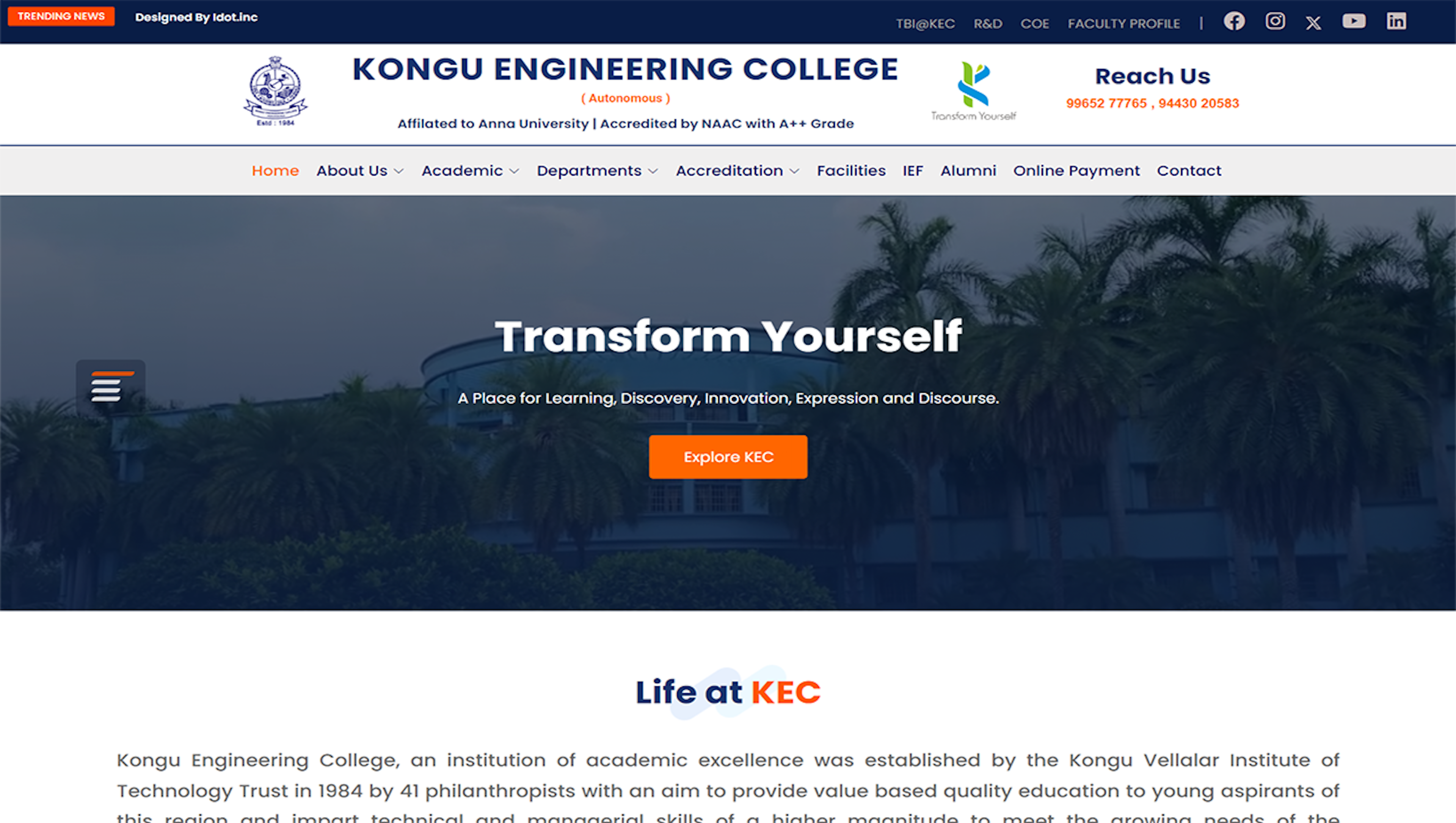Kongu Engineering College (KEC) Website